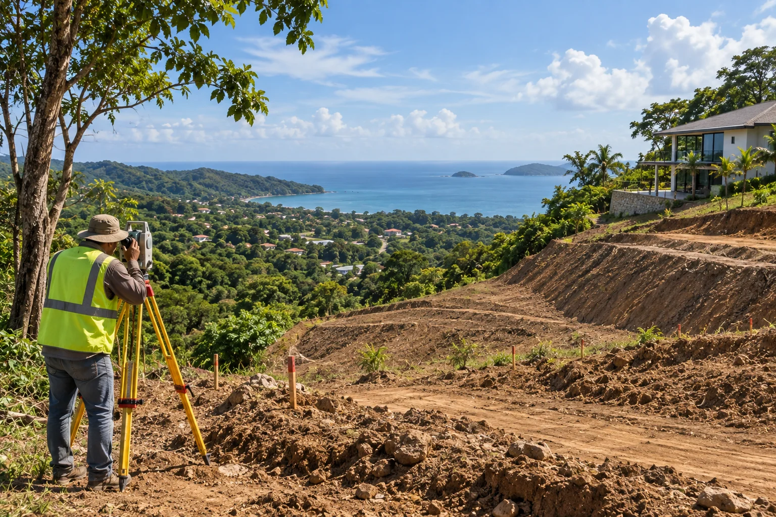 Land topography in Panama — slope assessment before building, Biotopos architect