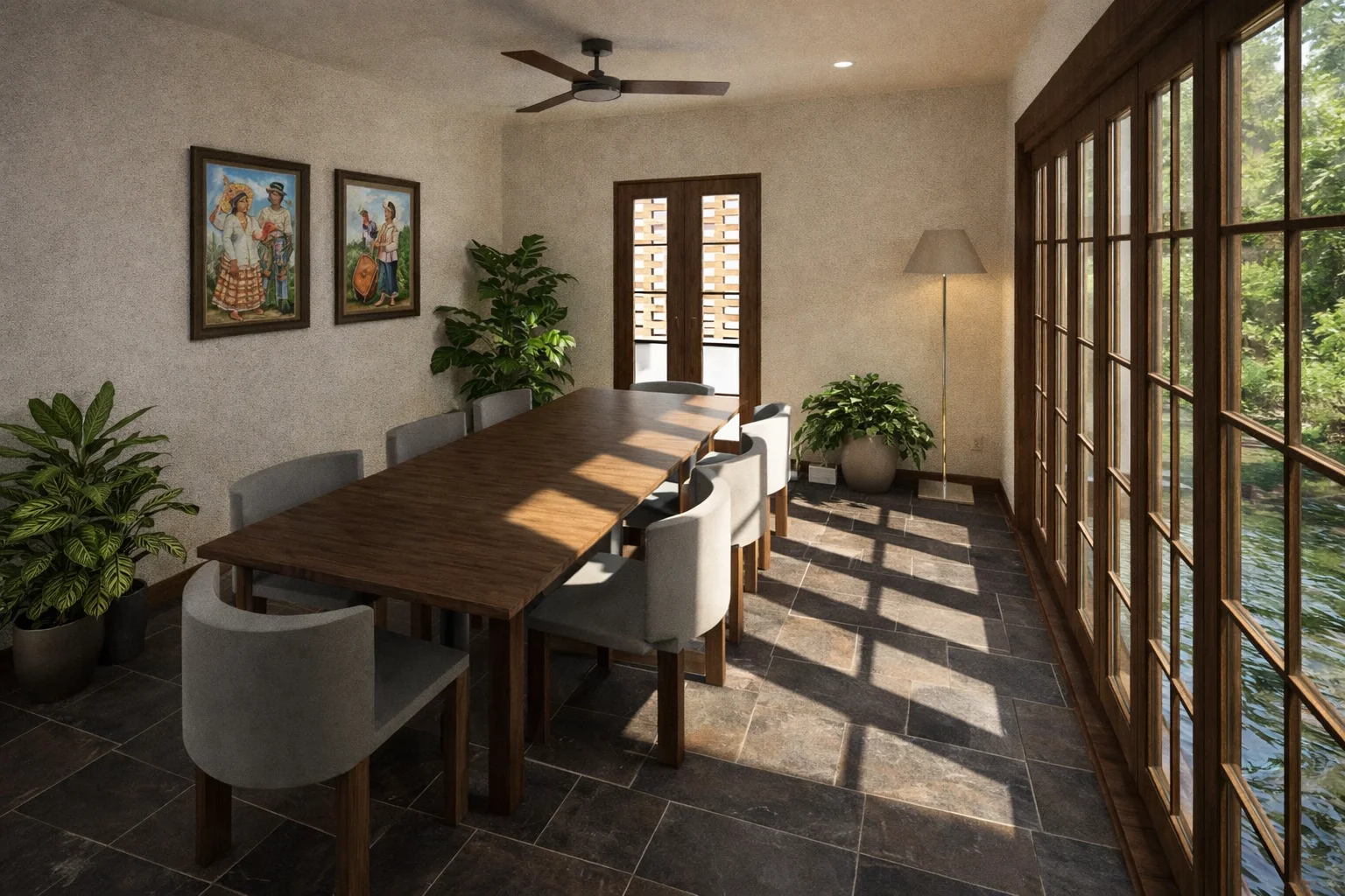 Dining room of Casa Mamatina — bioclimatic home with natural ventilation in Penonomé, Panama — Biotopos