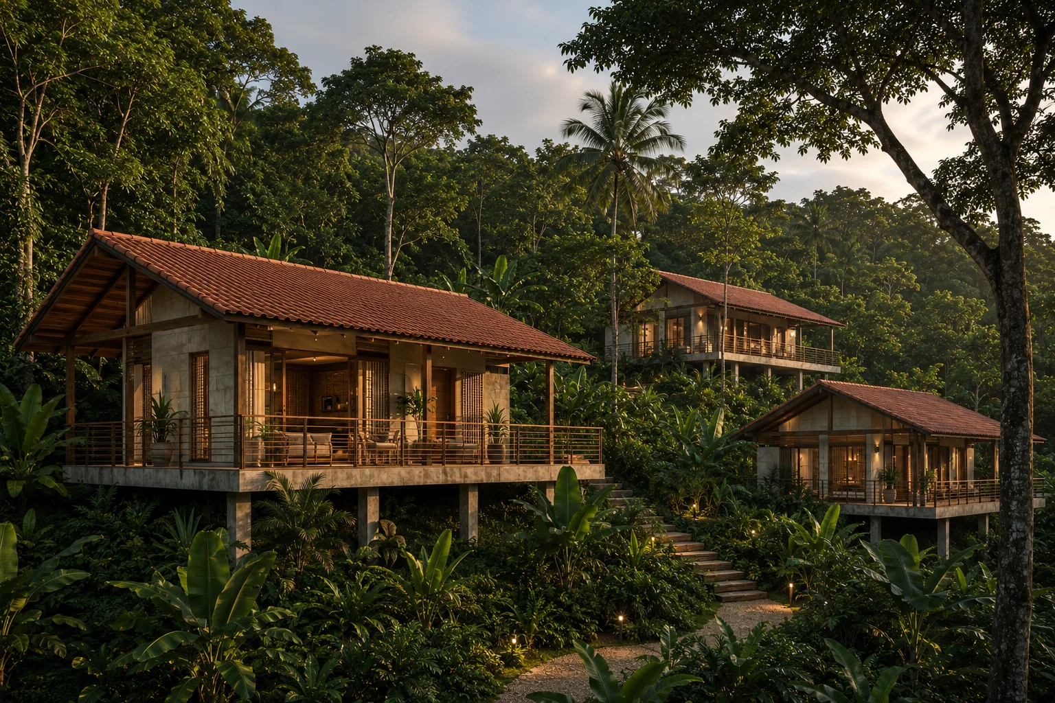 Bioclimatic homes integrated into the tropical forest of Costa Arriba, Panama — Biotopos intentional communities