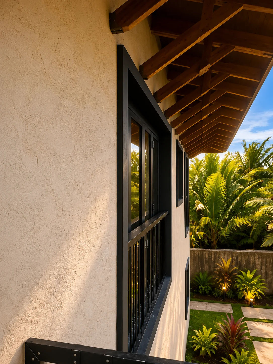 Balcony of Villa San Diego overlooking the Panamanian Caribbean — sustainable architecture, Costa Arriba de Colón